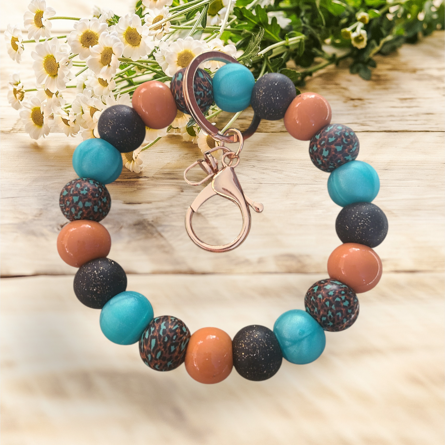 Multi Leopard Wristlet Keychain