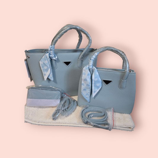 Light Blue Vegan Leather 3Pcs Set
