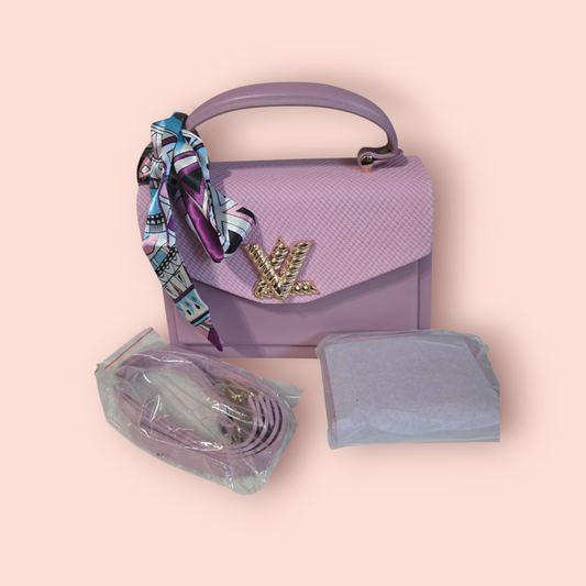 Light Pink Vegan Leather Handbag With Wallet