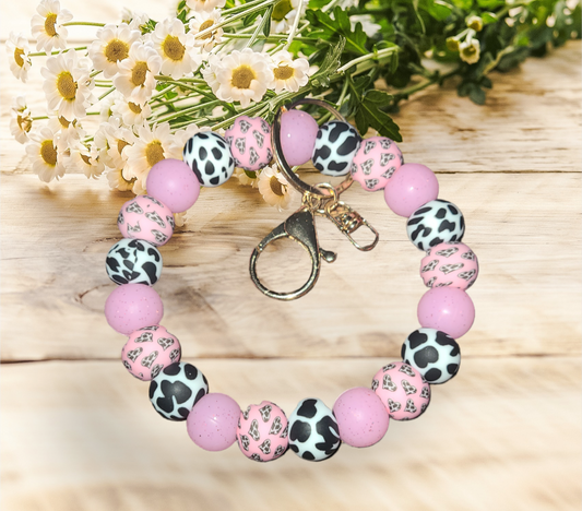 Pink Zebra Wristlet Keychain - Pretty Things Created