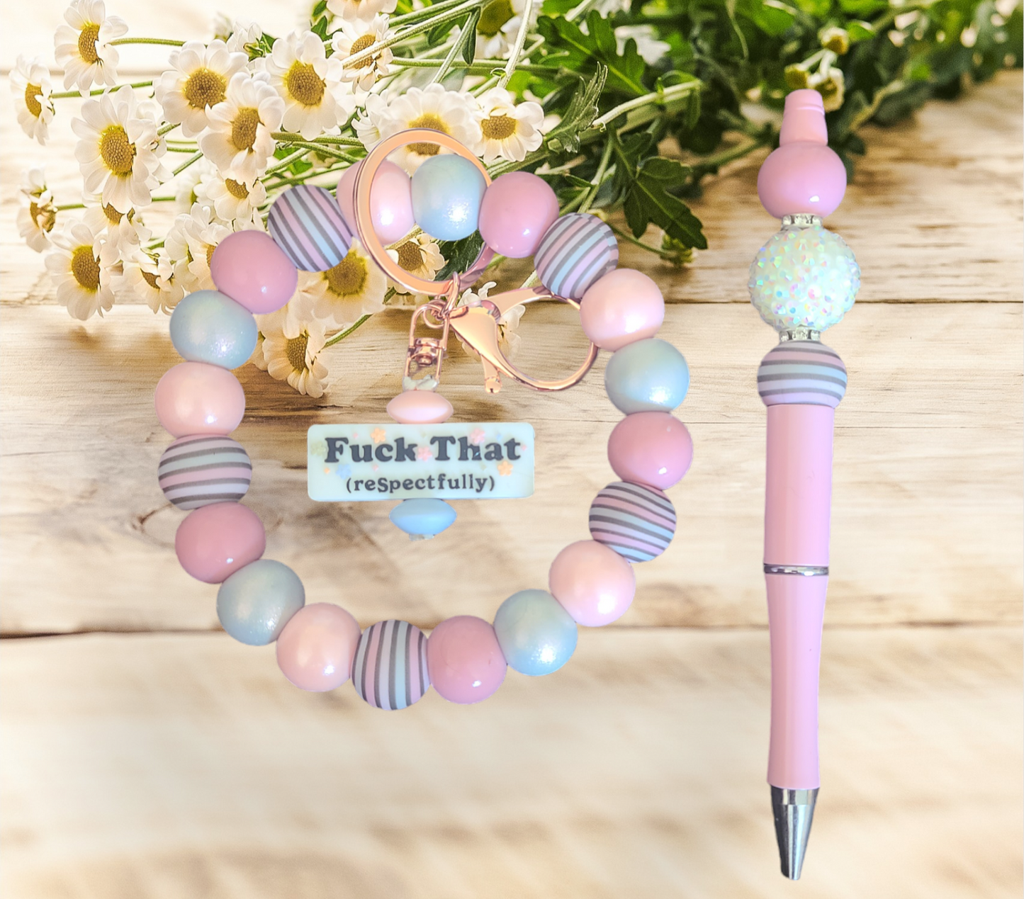 F**k That Respectfully wristlet Keychain Pen Set - Pretty Things Created