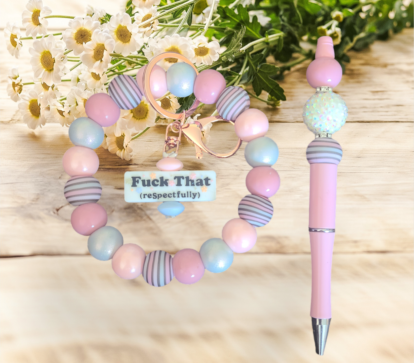 F**k That Respectfully wristlet Keychain Pen Set - Pretty Things Created