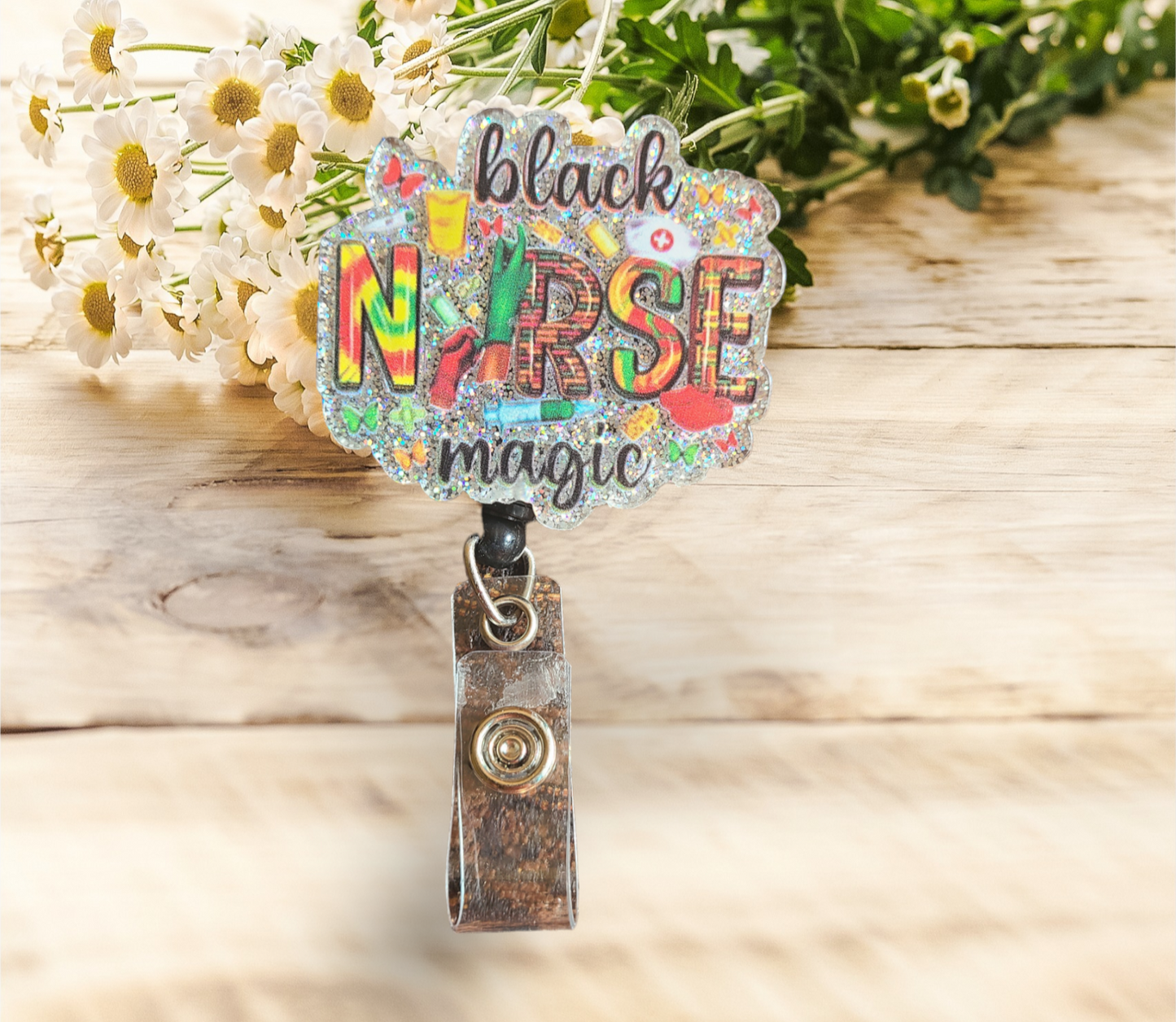 Black Nurse Magic Badge Reel - Pretty Things Created