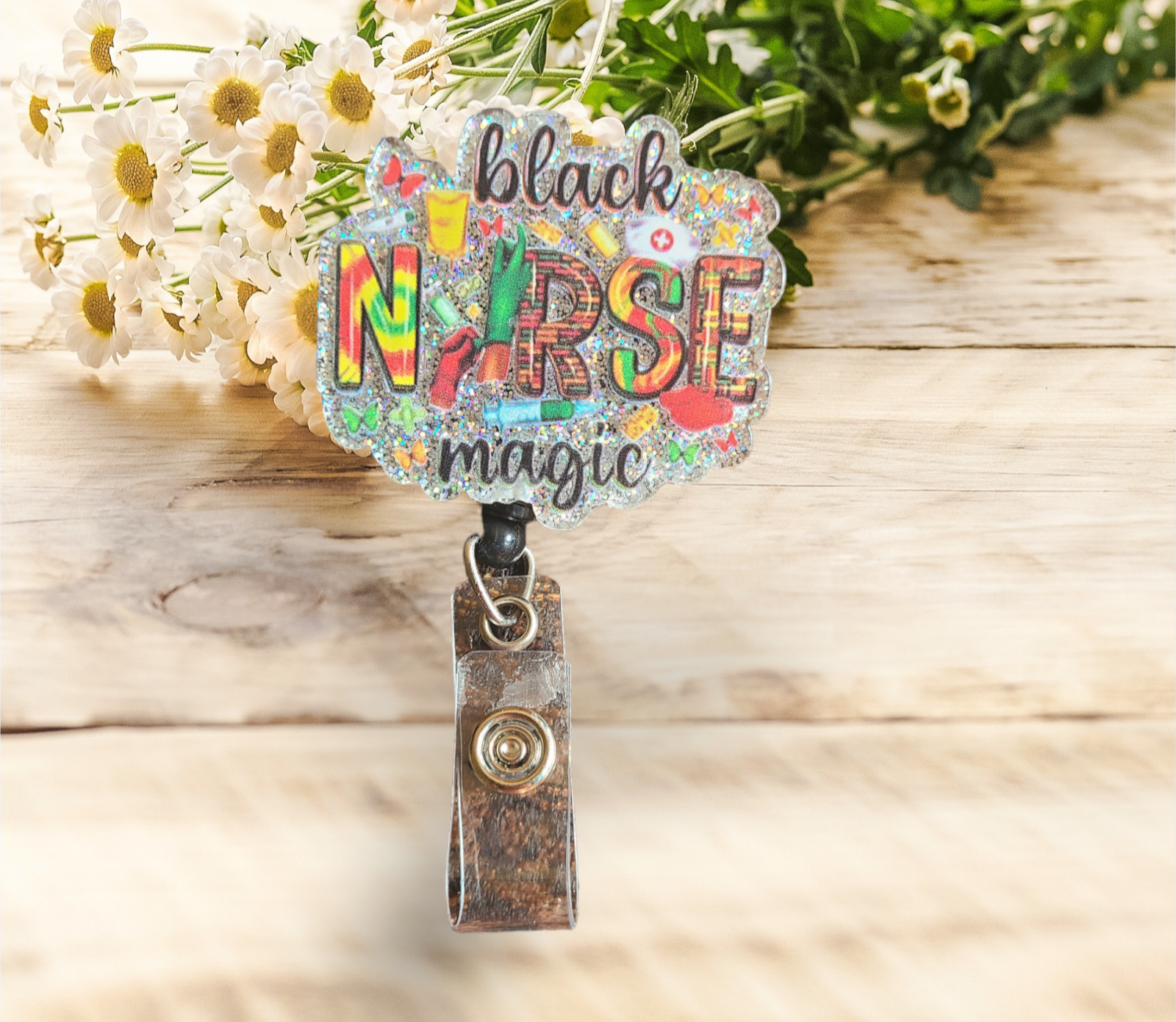 Black Nurse Magic Badge Reel - Pretty Things Created