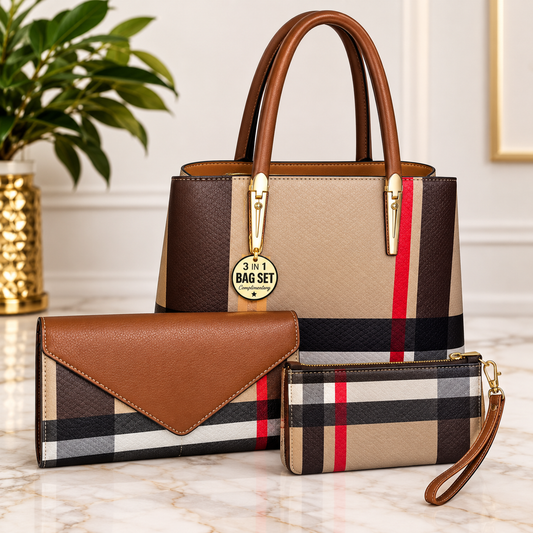 Multi Brown 3 Pcs Purse Set