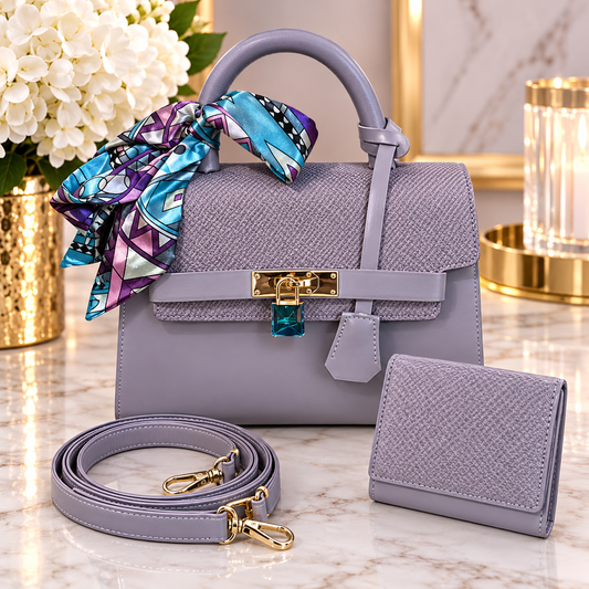 Lilac Purple Vegan Leather 2Pcs Set