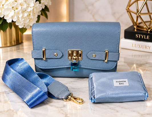Light Blue Crossbody Handbag With Wallet