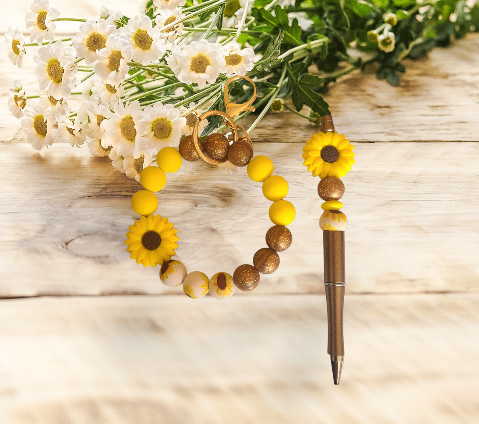 Sunflower Wristlet Keychain Pen Set - Pretty Things Created