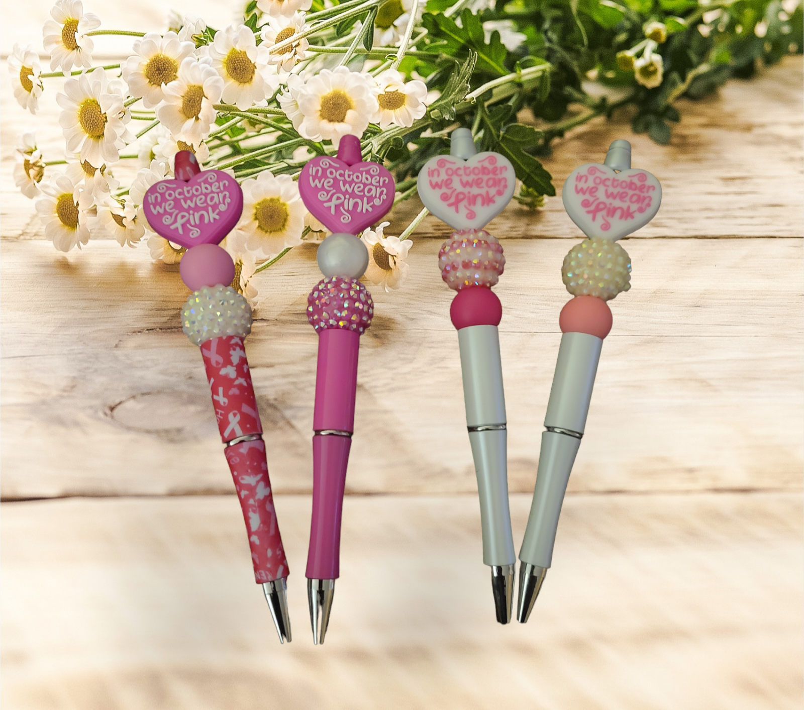 In Oct We Wear Pink Beaded Pen - Pretty Things Created