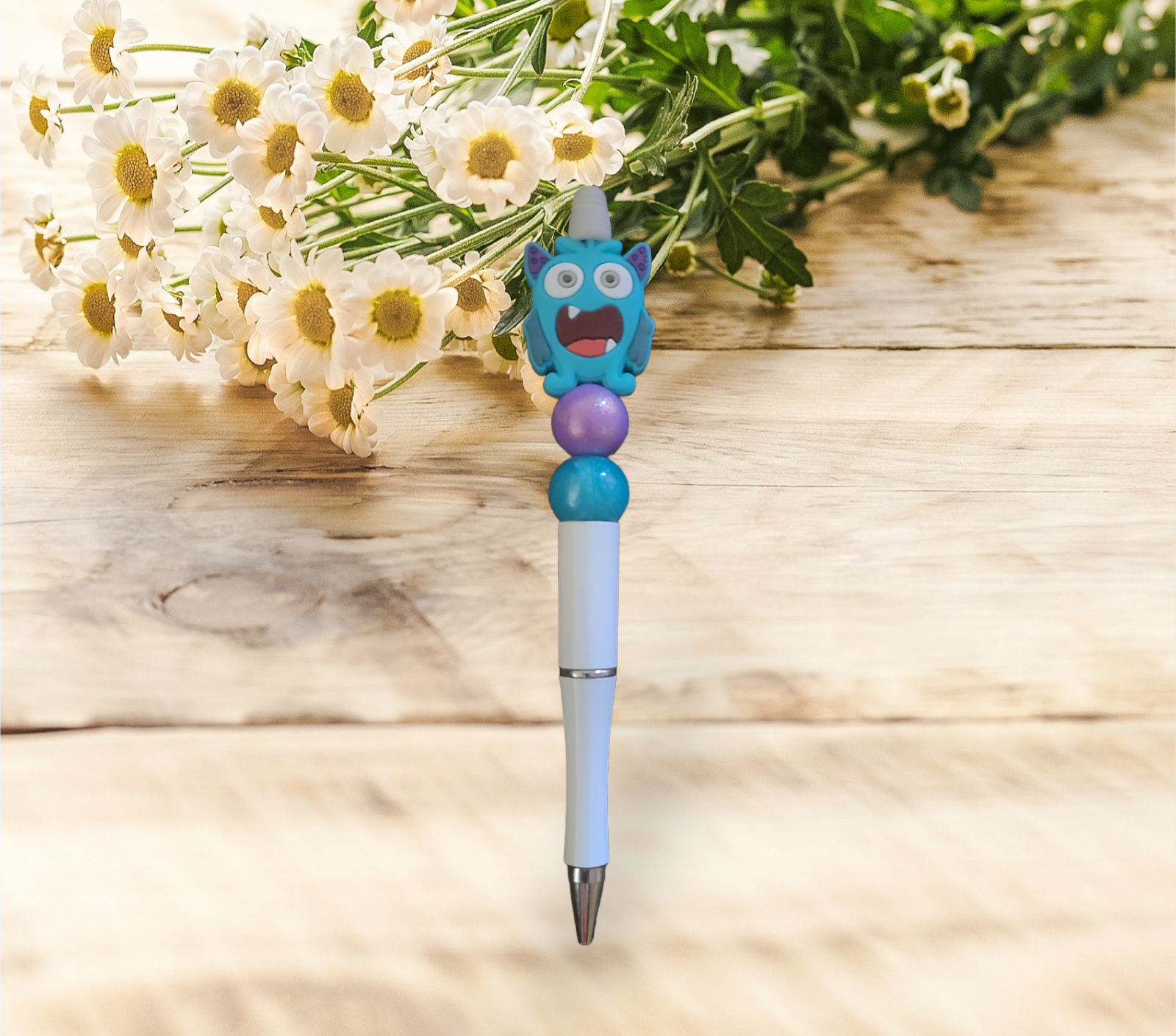 Blue Monster Beaded Pen - Pretty Things Created