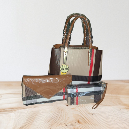 Multi Brown 3 Pcs Purse Set