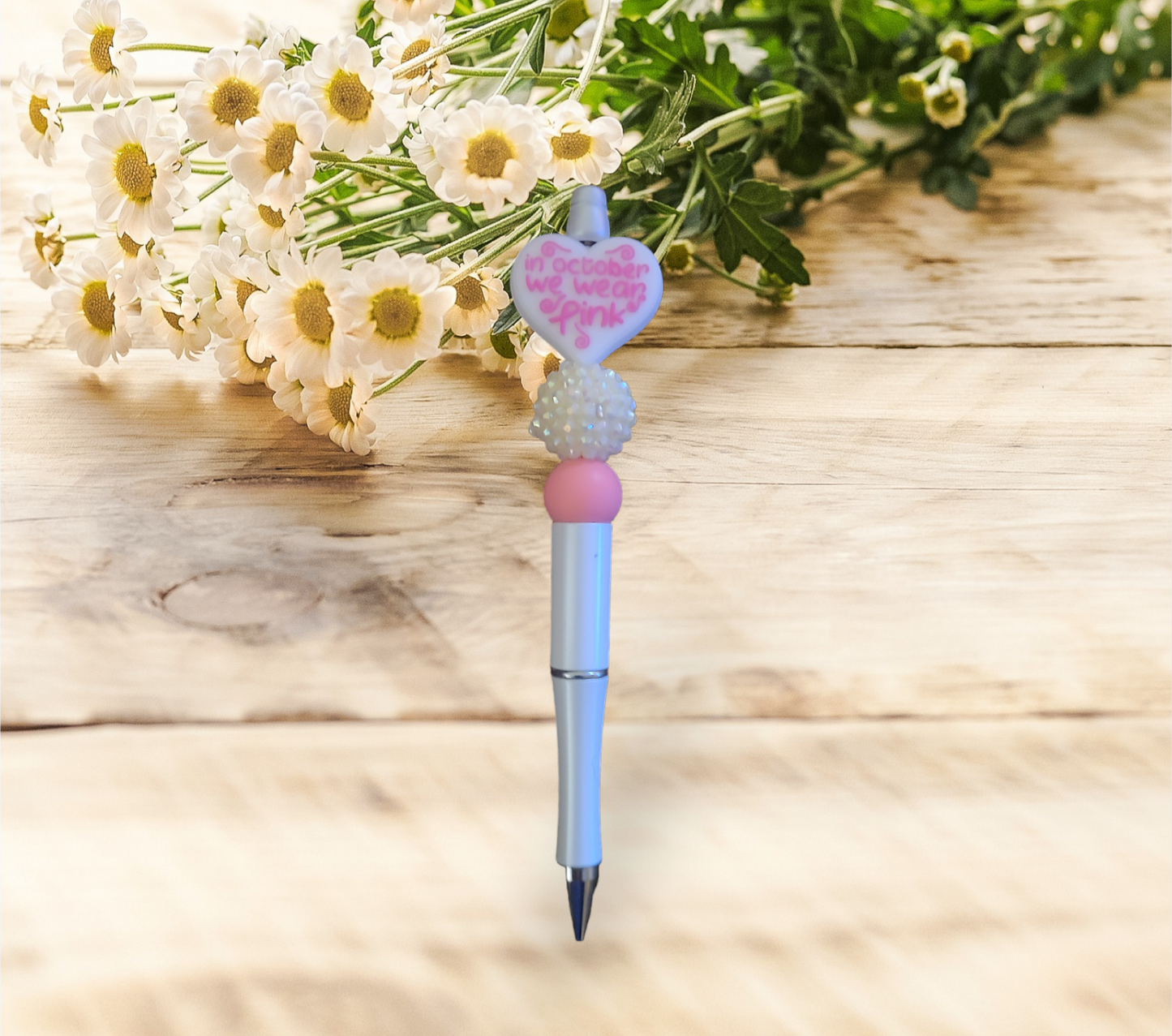 In Oct We Wear Pink Beaded Pen - Pretty Things Created