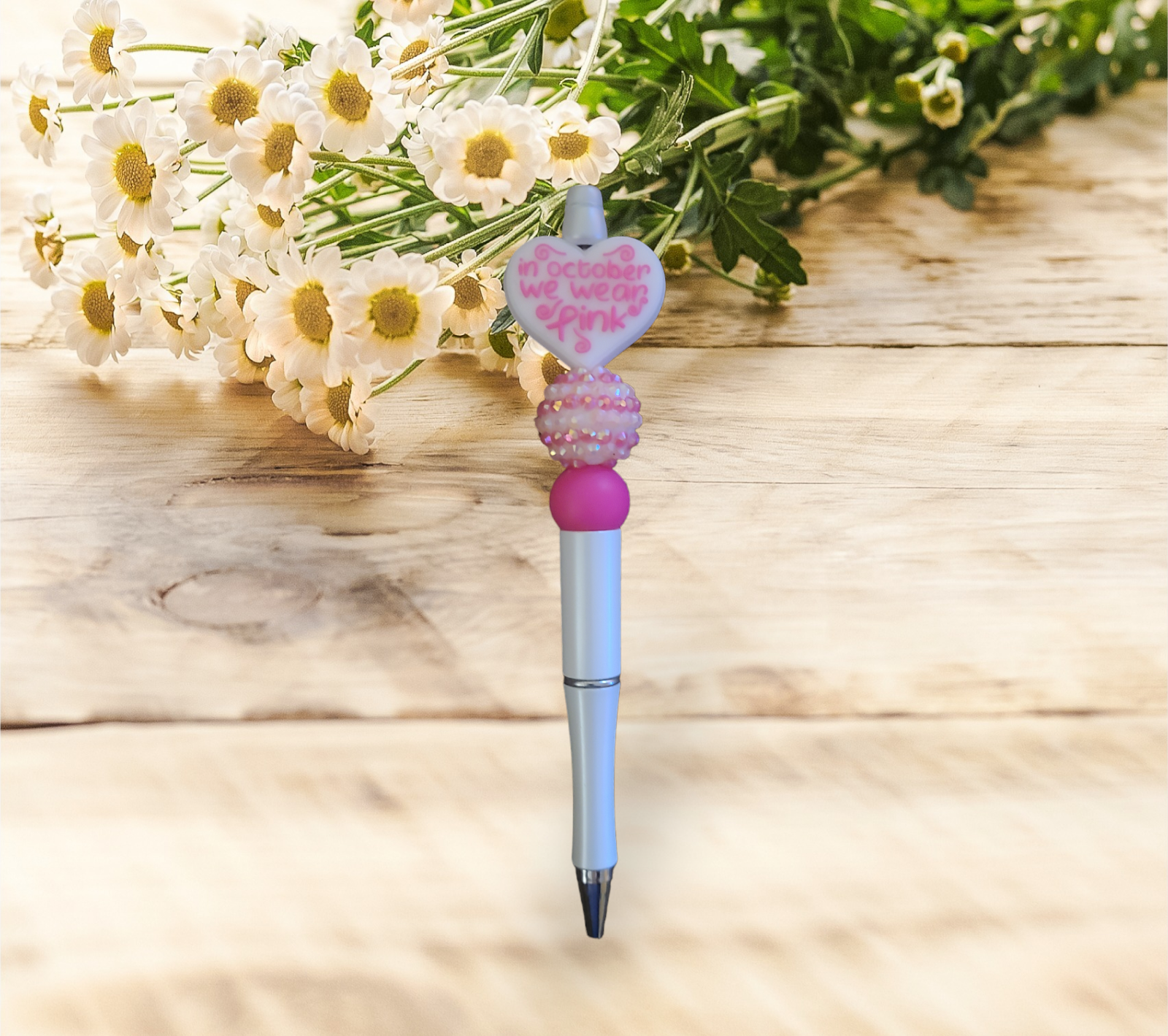 In Oct We Wear Pink Beaded Pen - Pretty Things Created